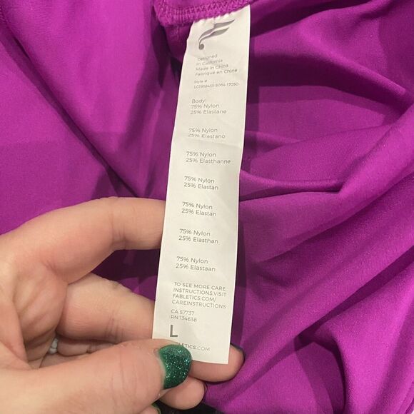 Fabletics Trinity Mid-Rise Pocket 7/8 Orchid Purple leggings running Size Large - Picture 9 of 9